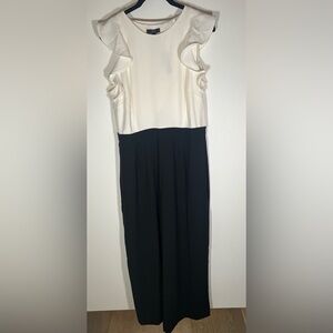 NWT J. Crew white black colorblock jumpsuit sz 12 preppy officecore ruffle